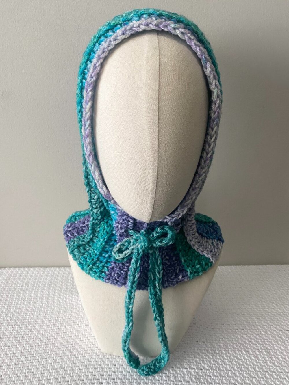 Handmade Crochet Purple Blue Green Balaclava Hood